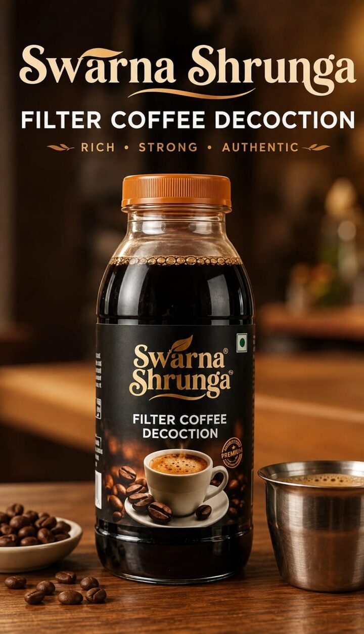 Swarna Shrunga Filter Coffee Decoction bottle, front label